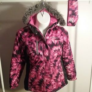 Girls winter coat with matching headband